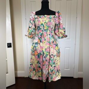 GAP Multicolor Floral Linen Blend Dress